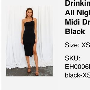 Long tight black dress with slit on side size XS